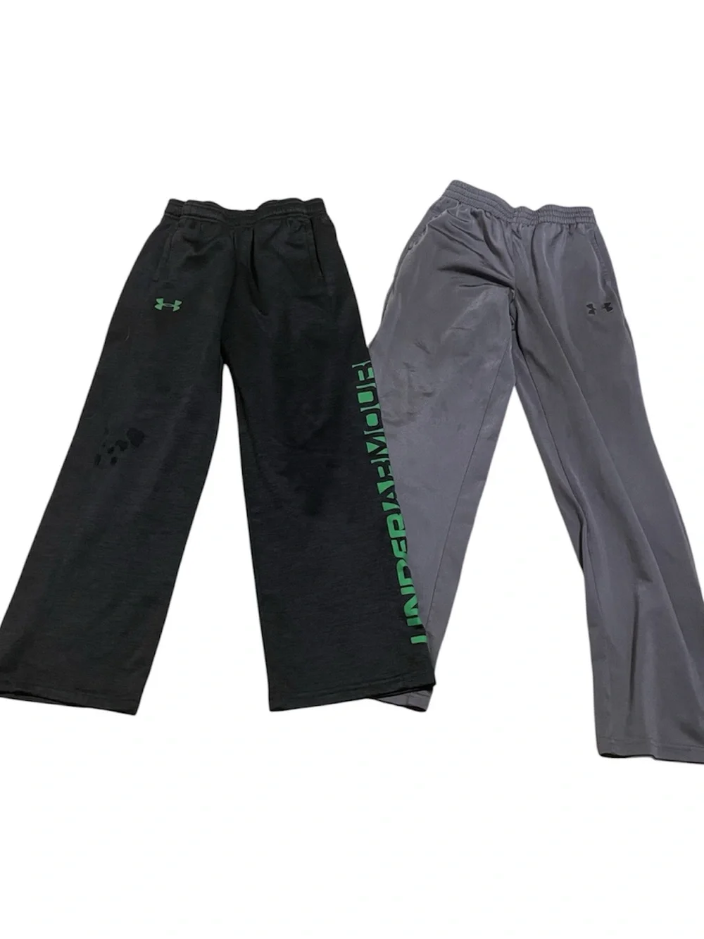 Under Armour Kids Black & Gray Sweatpants with Green Logo